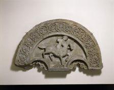 Tympanum with a Horse and Rider, second half 14th century. Creator: Unknown