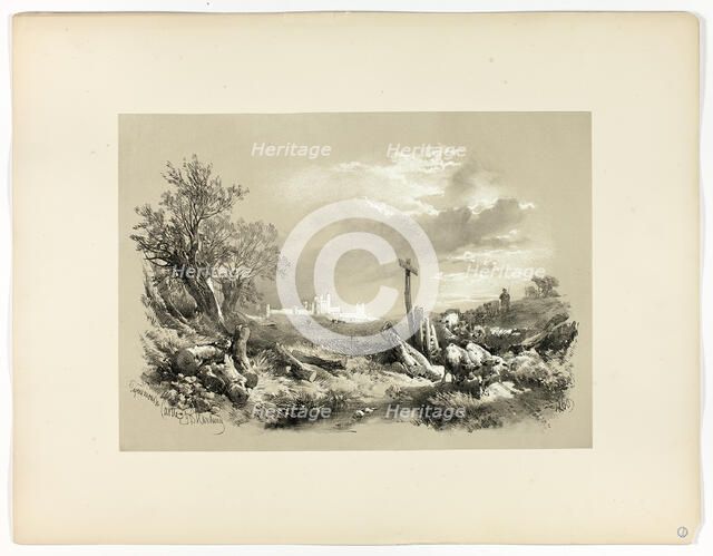 Tynemouth Castle, from Picturesque Selections, 1860. Creator: James Duffield Harding.