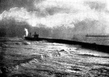 Tynemouth Jetty during the recent storm, 1898. Creator: Auty