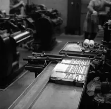 Type being set at the White Rose Press, Mexborough, South Yorkshire, 1968. Creator: Michael Walters
