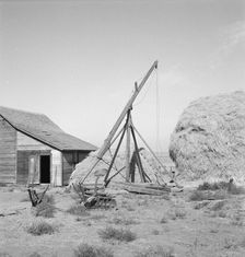 Type of hay derrick characteristic of Oregon..., Irrigon, Morrow County, Oregon, 1939. Creator: Dorothea Lange
