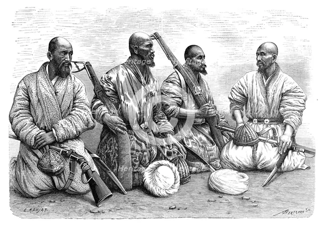 Types and costumes from Chinese Turkestan, c1890. Artist: A Bertrand