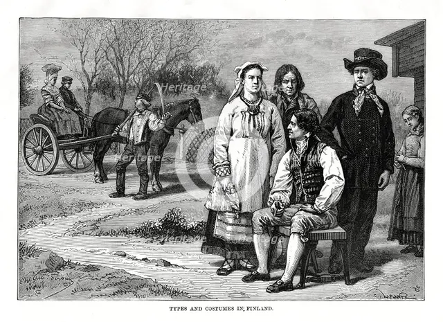 'Types and costumes in Finland', 1879. Artist: C Laplante