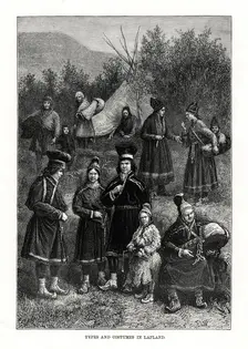 Types and costumes in Lapland 1879. Artist: Elix