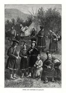 Types and costumes in Lapland 1879. Artist: Elix