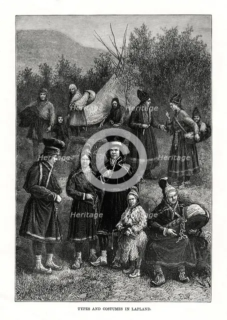 'Types and costumes in Lapland', 1879. Artist: Elix