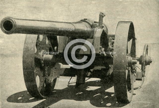 'Types of Arms - 4.7 Naval Gun on Carriage Improvised by Capt. Percy Scott of H.M.S Terrible', 1900. Creators: Unknown, E, Kennard.