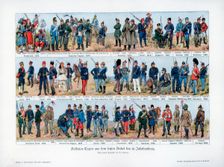Types of soldiers from the end of the 19th century, 1900.Artist: Richard Knotel