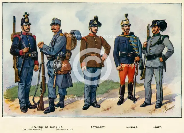 'Types of the Austro-Hungarian Army', 1919. Creator: Richard Simkin.