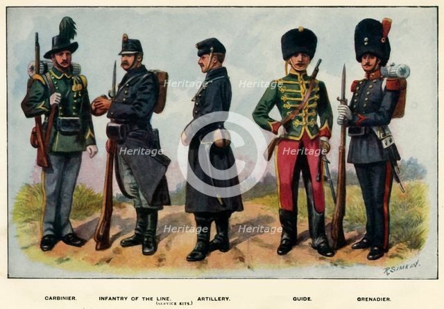 'Types of the Belgian Army', 1919. Creator: Richard Simkin.