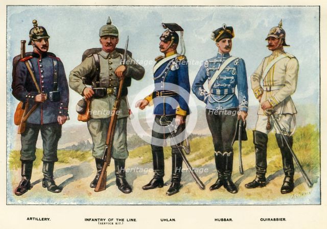 'Types of the German Army', 1919. Creator: Richard Simkin.