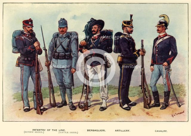 'Types of the Italian Army', 1919. Creator: Richard Simkin.