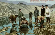 Types of Transbaikalia. Washing gold in trays, 1900. Creator: Unknown