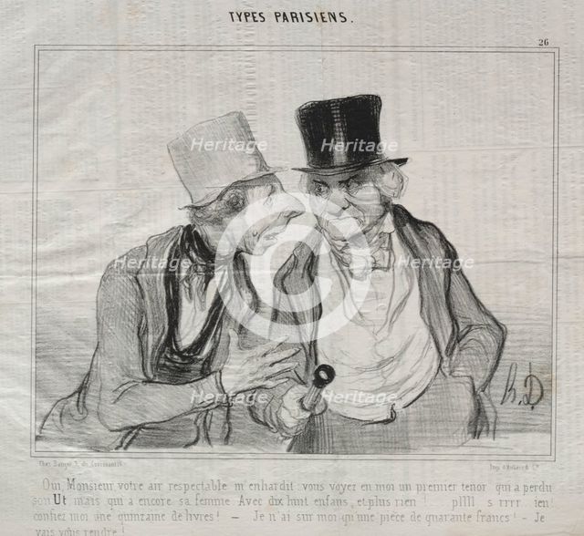 Types Parisiens, plate 26: Yes, Sir, your respectable air encourages me..., 29 May 1840. Creator: Honoré Daumier (French, 1808-1879); Aubert.