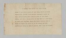 Typewritten formula for Poro hair rinse, 1915-1953 . Creator: Unknown