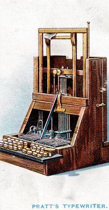 Typewriter patented by John Pratt in 1866 (1915). Creator: Unknown