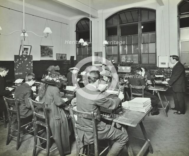 Typewriting class, Hammersmith Commercial Institute, London, 1913. Artist: Unknown.