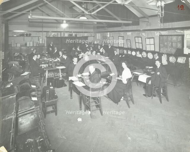 Typewriting examination class, Queen's Road Evening Institute, London, 1908. Artist: Unknown.