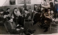 Typhoon pilots in their disperal hut, 12th April 1943. Creator: Unknown