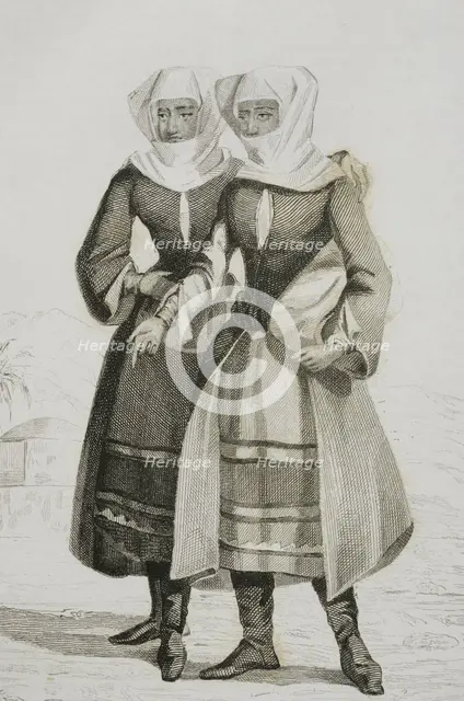 Typical Armenian mountain women's costume, 1838.  Creator: Francois Pigeot.