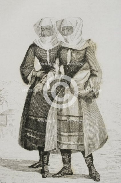 Typical Armenian mountain women's costume, 1838.  Creator: Francois Pigeot.