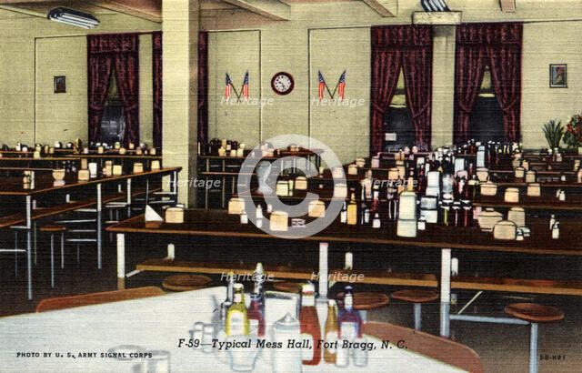 Typical mess hall, Fort Bragg, North Carolina, USA, 1945. Artist: US Army Signal Corps