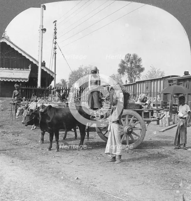 Typical railway station, Katha, Burma, 1908. Artist: Stereo Travel Co