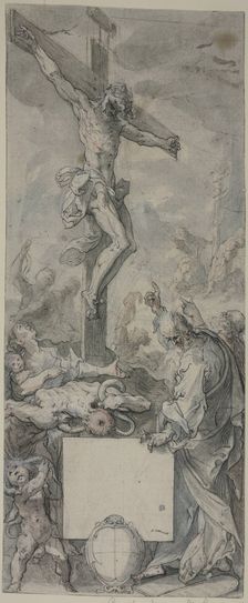 Typology of the Raising of the Brazen Serpent and the Crucifixion of Christ, 16th century. Creator: Abraham Bloemaert ?