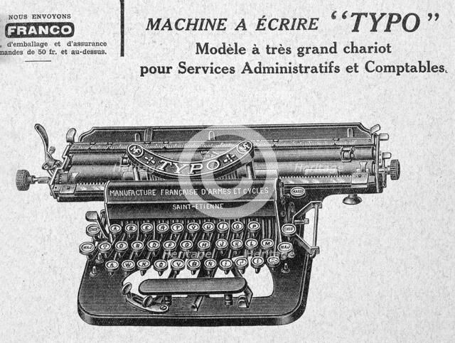 'Typo', typewriter advertisement, 20th century. Artist: Unknown
