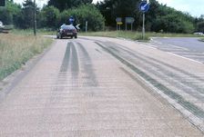 Tyre skidmarks on road surface