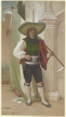 Tyrolean flag bearer at the wine festival, 1856. Creator: Eduard von Steinle