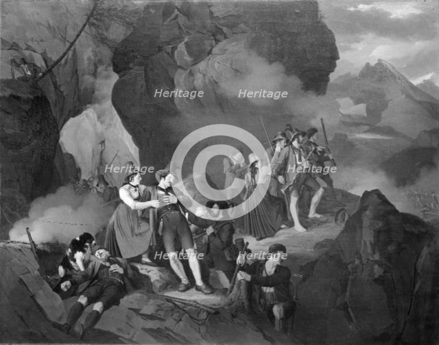Tyrolese Fighting the French in the Mountains, 1816-1830. Creator: Jorgen Sonne.