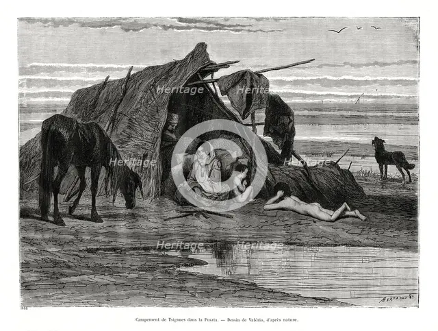 Tziganes camping in the Puszta, 1886. Artist: Unknown