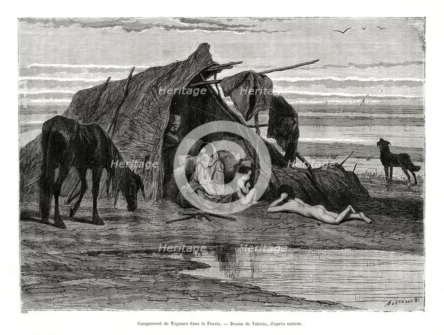 Tziganes camping in the Puszta, 1886. Artist: Unknown