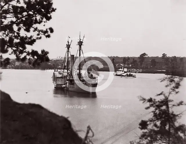 U.S. Monitor "Saugus" and Gunboat "Mendota", Appomattox River, 1861-65. Creator: Unknown.