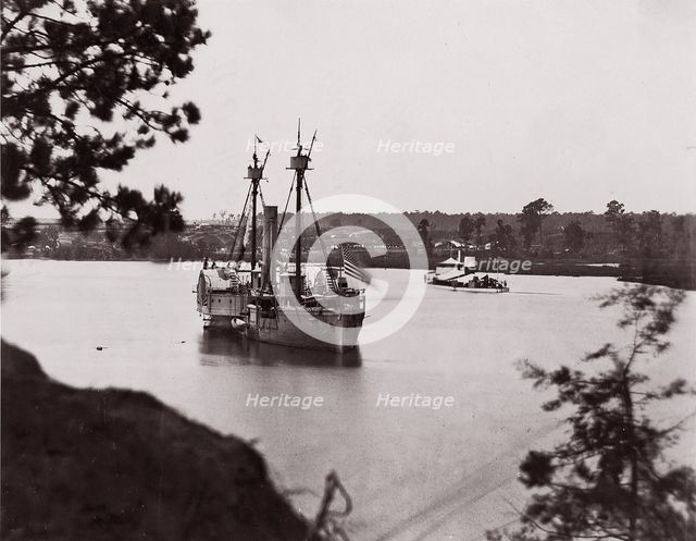 U.S. Monitor "Saugus" and Gunboat "Mendota", Appomattox River, 1861-65. Creator: Unknown.
