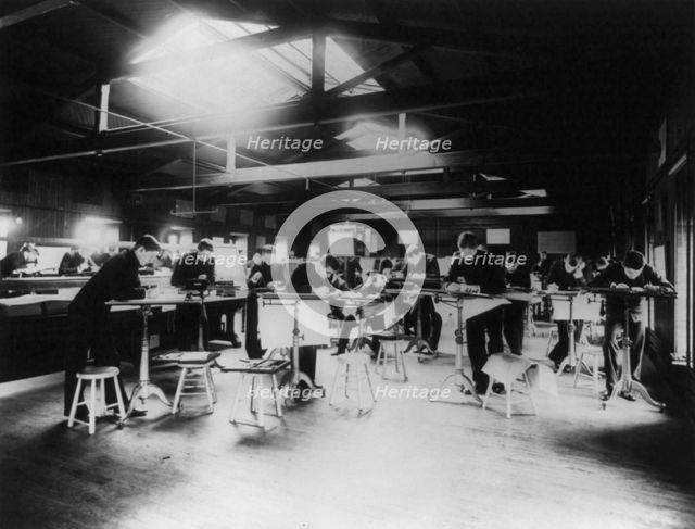U.S. Naval Academy, Annapolis: mechanical drawing, (1902?). Creator: Frances Benjamin Johnston.