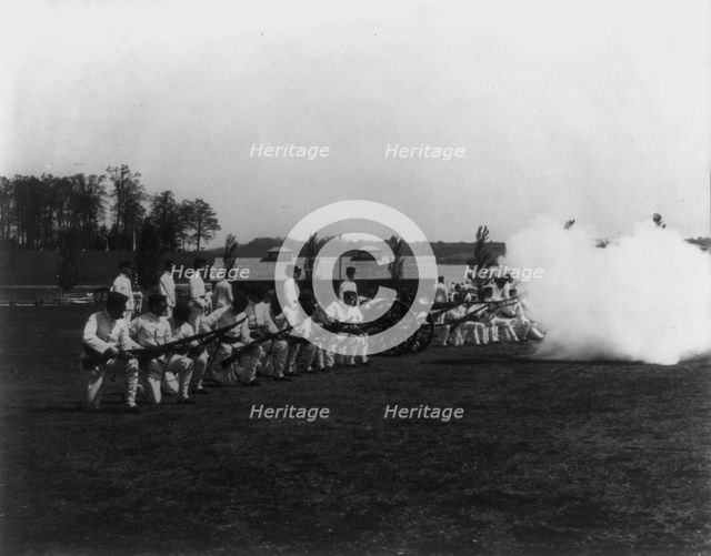 U.S. Naval Academy, Annapolis: artillery drill, (1902?). Creator: Frances Benjamin Johnston.