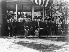 U.S. Naval Academy, Annapolis: Pres. Theodore Roosevelt at Commencement exercises, (1902?). Creator: Frances Benjamin Johnston