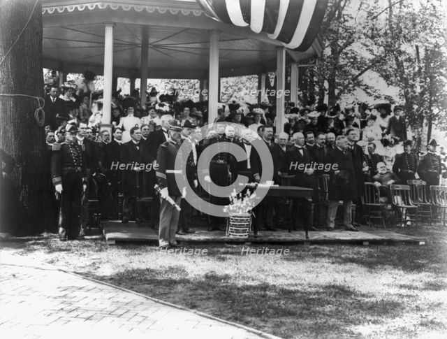 U.S. Naval Academy, Annapolis: Pres. Theodore Roosevelt at Commencement exercises, (1902?). Creator: Frances Benjamin Johnston.