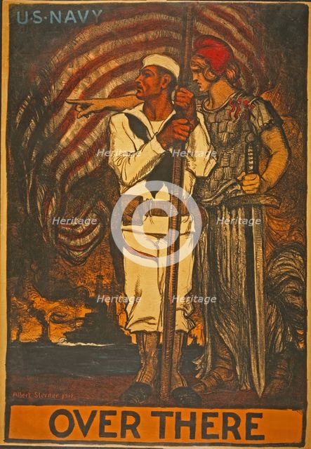 U.S. Navy Recruitment Poster Over There, 1917.