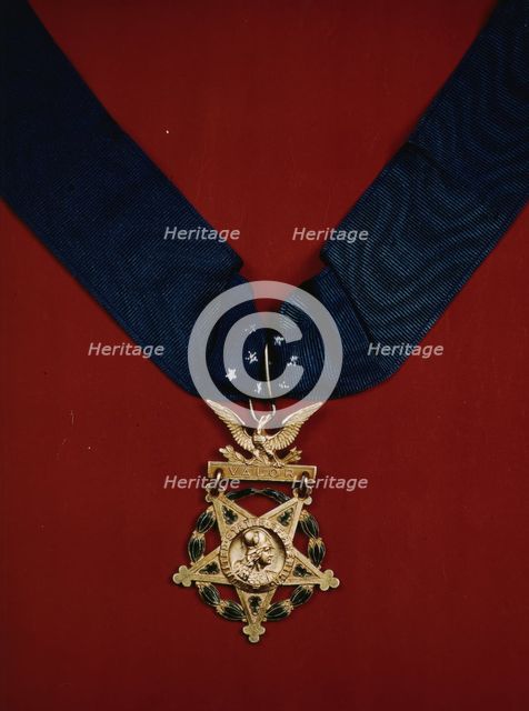 U.S. Army Medal of Honor with neck band, between 1941 and 1945. Creator: Unknown.