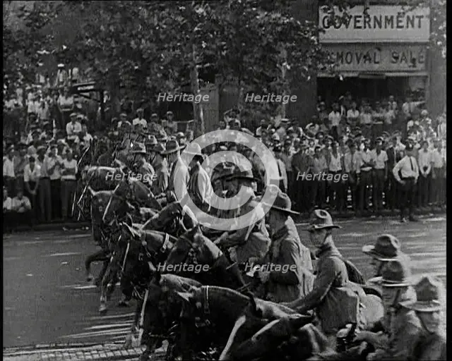 U.S Army Troops Riding On Horses, 1932. Creator: British Pathe Ltd.