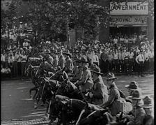 U.S Army Troops Riding On Horses, 1932. Creator: British Pathe Ltd