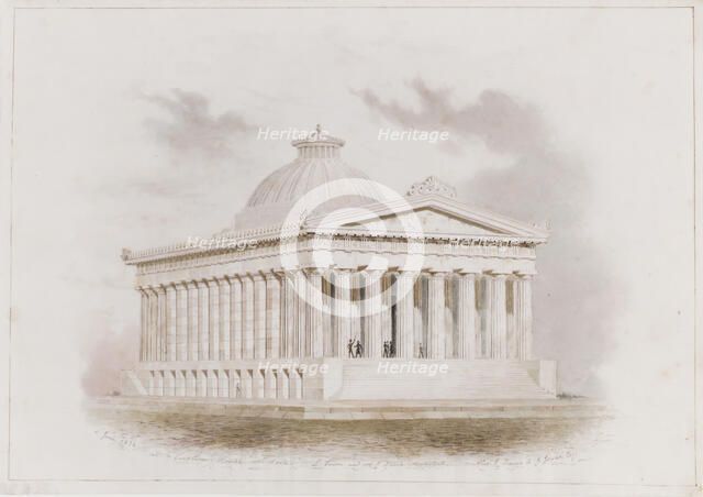 U. S. Custom House, New York (perspective), 1834. Creators: Ithiel Town, Alexander Jackson Davis.