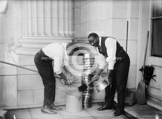 U.S. Capitol - Cleaning Interior, 1914. Creator: Harris & Ewing.
