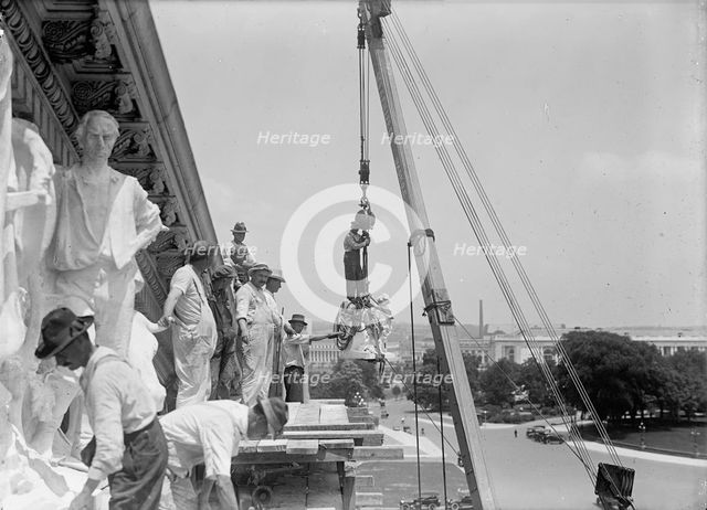 U.S. Capitol - Pediment On House Front; Sculpture By Paul Bartlett, 1916. Creator: Harris & Ewing.