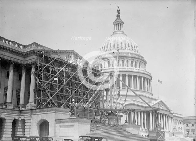 U.S. Capitol - Pediment On House Front; Sculpture By Paul Bartlett, 1916. Creator: Harris & Ewing.