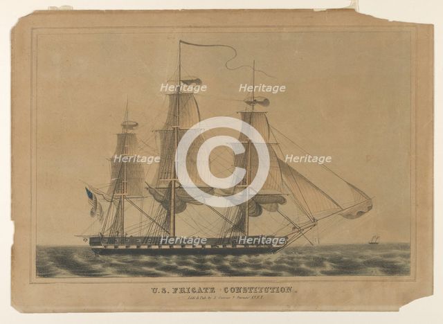 U.S. Frigate Constitution, 1838-46., 1838-46. Creator: Nathaniel Currier.