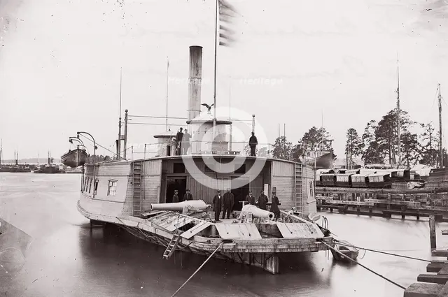 U.S. Gunboat "Commodore Perry" on Pamunkey River, 1861-65. Creator: Tim O'Sullivan.